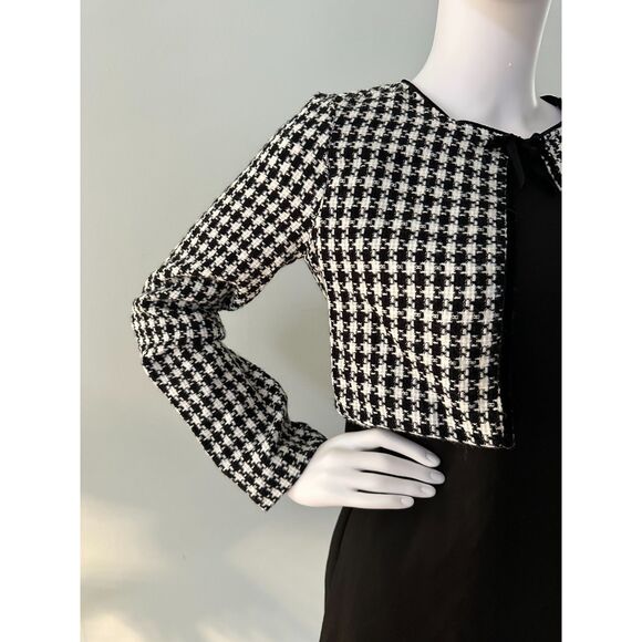 Vintage IZ Byer Black Long Sleeve Mini Dress with Houndstooth Shrug size Small - Picture 4 of 10